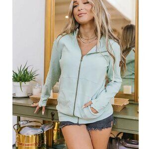 AMPERSAND AVENUE Women's FullZip Sweatshirt Size S In Seafoam